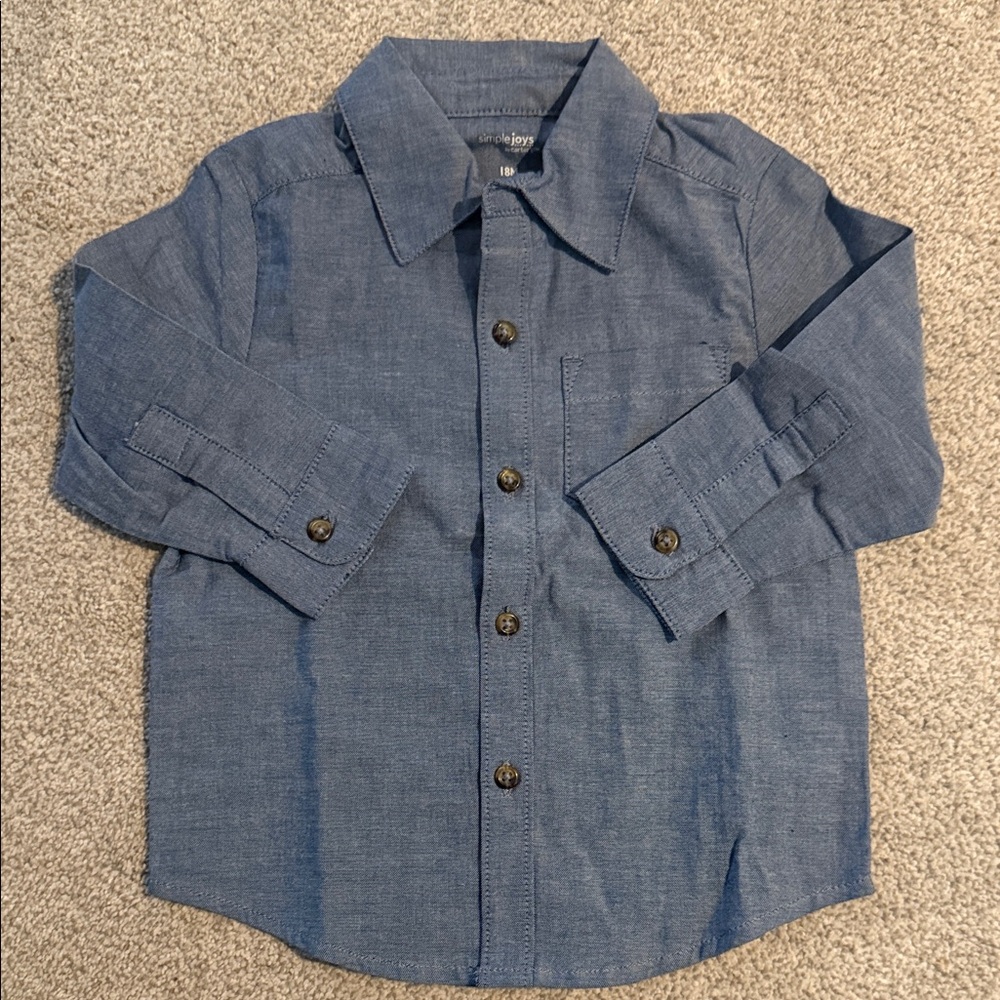 Denim Blue Button-Up Baby Shirt